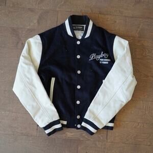 Homme + Hemme x Playboy Long Sleeve Varsity Jacket Black Unisex Size XS